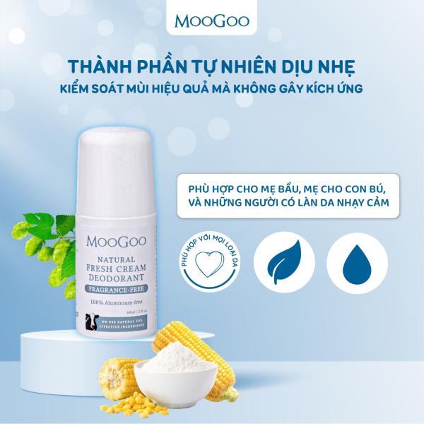 Lăn khử mùi cho da nhạy cảm, mẹ bầu không mùi MooGoo 60ml