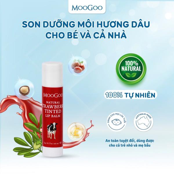 Son Dưỡng Môi Hương Dâu Cho Bé Và Cả Nhà – MooGoo Edible Lip Balm 5g (Strawberry Tinted)
